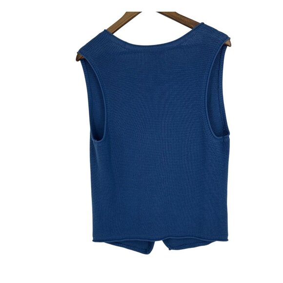 J. Jill Womens Blue Sleeveless Knit Cardigan Vest With Pockets Size L - Picture 5 of 8